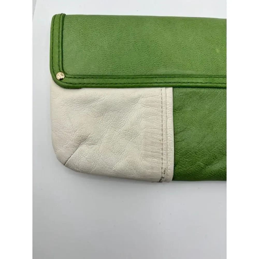 Women's Kate Spade Green and White Leather Clutch